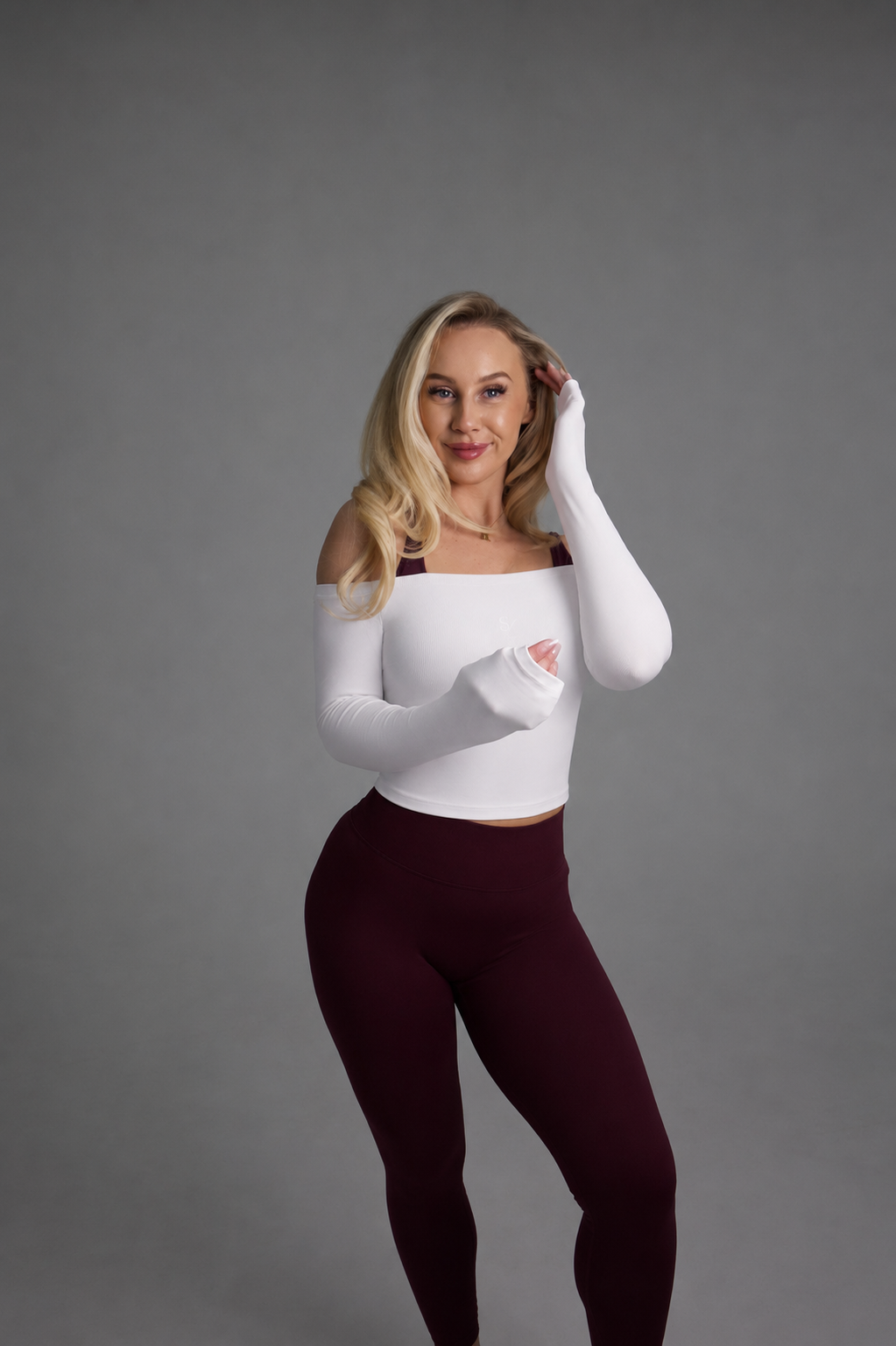 The HALO Bardot Crop Long Sleeve QuickDry Top